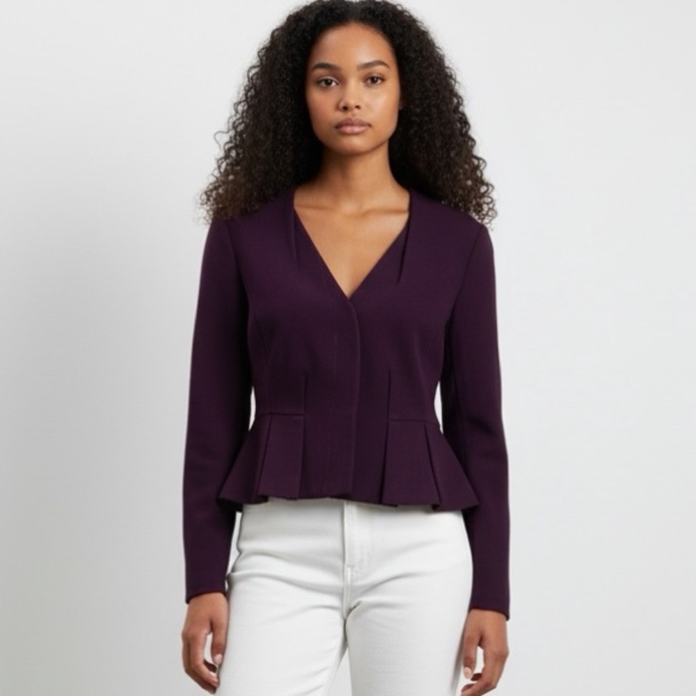 LK Bennett Jade Deep Purple Peplum Blazer Jacket - Size 8